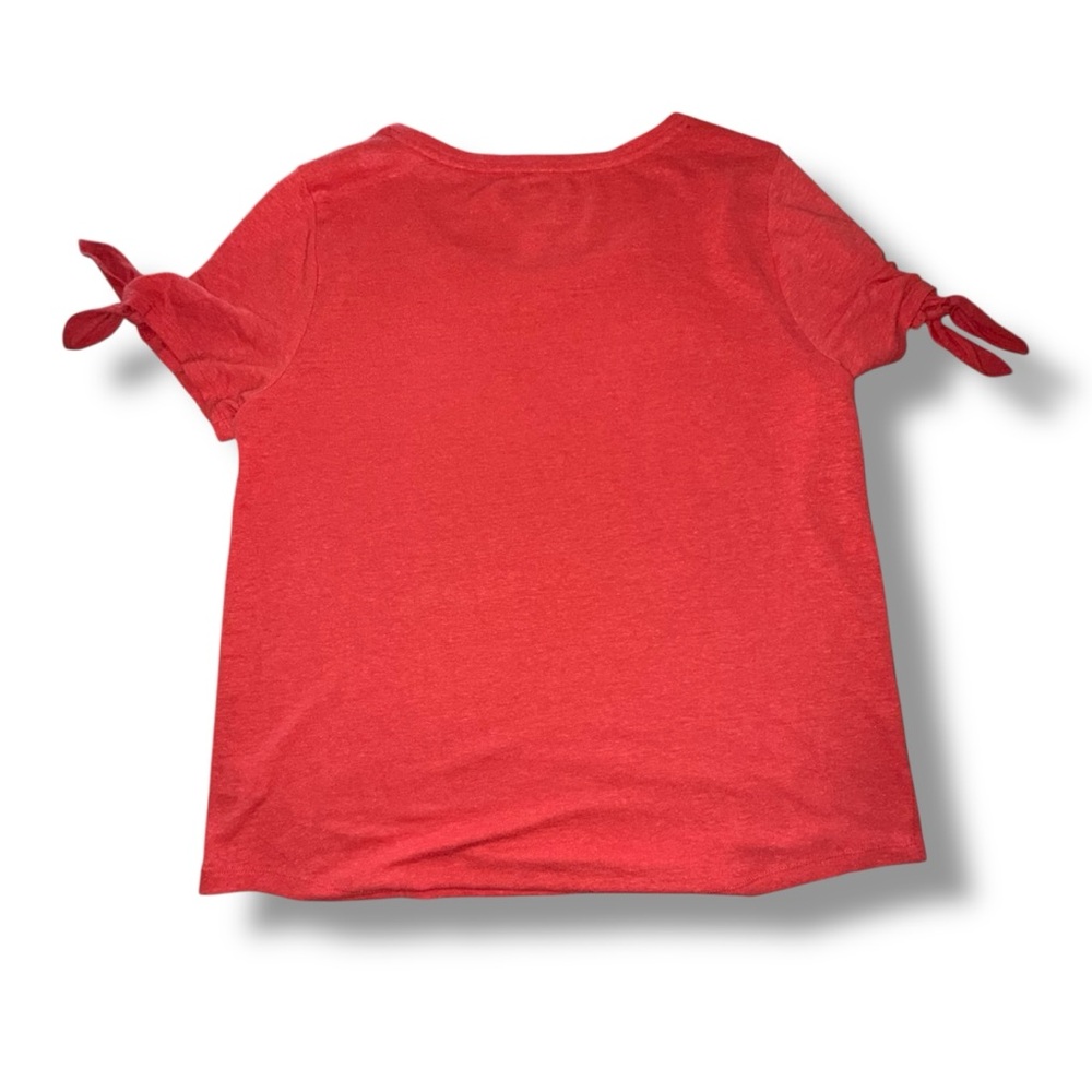 TALBOTS TIE SLEEVE TEE - SOLID Coral Large - Picture 5 of 9